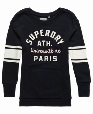 Superdry Applique Pocket Crew Női Pulóver Fekete | FSCZR7341